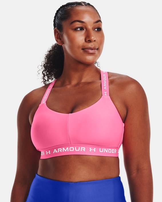 Women's UA Crossback Low Sports Bra, Pink, pdpMainDesktop image number 3